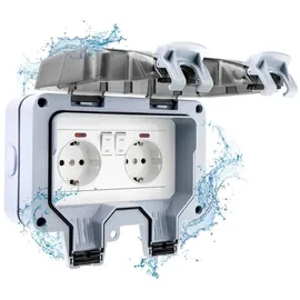 POPPSTAR Steckdose IP66 2-fach Grau