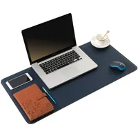 ARNTY Schreibtischunterlage Leder,Groß Laptop Tischunterlage Schreibtisch Unterlage,Ultradünnes Schreibtischmatte aus PU-Leder,Desk Mat für Büro-oder Heimbereich (Blau&Orange, 80 * 40cm)