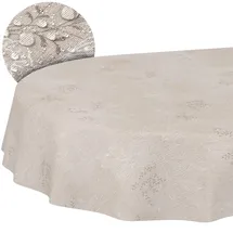 ANRO Tischdecke Stoff Oval 180 x 140 cm Beige