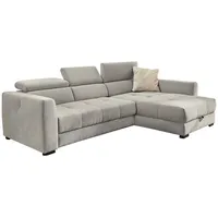 luma-home Ecksofa Sitz elektrisch verstellbar ausfahrbar Couch Kopflehne Bettkasten Grau - Grau