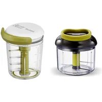 Jamie Oliver by Tefal K16441 Jamie Oliver Chop & Shaker | ohne Strom |450 ml weiß/grün & K13204 Ingenio 5-Sekunden-Zerkleinerer ohne Strom | Fassungsvermögen: 900ml Schwarz/Grün/Transparent