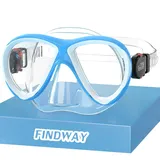 Findway Taucherbrille Kinder, Schwimmbrille Kinder für Jungen Mädchen,Schnorchelmaske Kinder 180°Panorama Verstellbares Silikonband Anti-Leck Tauchmaske Kinder für 3-14 Jahre