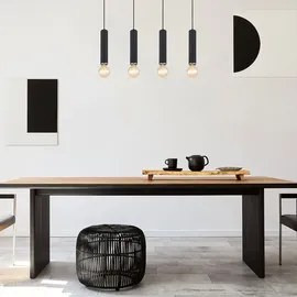 GLOBO Hängelampe 4-flg. 93 cm skandinavisch Holz Metall schwarz nickel