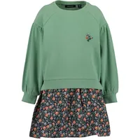 blue seven Sweatkleid mit bedrucktem Rock und kleiner Stickerei auf der Brust grün 128 EU