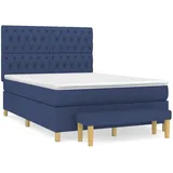 vidaXL Boxspringbett mit Matratze Blau 140x200 cm Stoff1399181