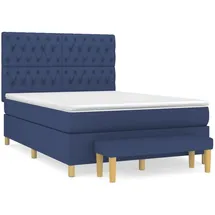 vidaXL Boxspringbett mit Matratze Blau 140x200 cm Stoff1399181