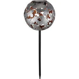 bmf-versand Solarleuchte Garten 2er Set Solarlampe Kugel Außenlampe Silber 18 cm Erdspieß - Schwarz/Grau