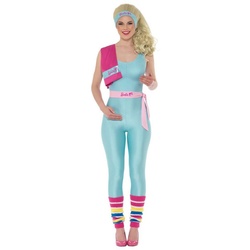 Smiffys Kostüm Aerobic Barbie, Komplettkostüm mit Perücke für sportliche Puppen M