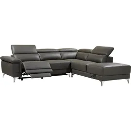 vente-unique Relaxsofa Ecksofa Leder elektrisch - Ecke Rechts - Anthrazit - PASCALINE