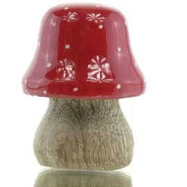 Gasper Weihnachtsdeko Mini-Fliegenpilz Rot & Weiß 5 cm - Holz