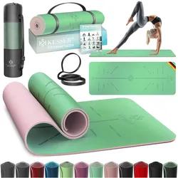 KESSER® Gymnastikmatte mit Tragegurt rutschfest TPE Yogamatte Gepolstert & rutschfest Fitnessmatte , 183 x 61  Trainingsmatte für Fitness Sportmatte, Pilates & Gymnastik Workout extradick