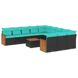 vidaXL Gartensofa-Set 12-tlg. schwarz