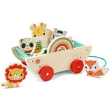 Fisher-Price Holz-Ziehwagen mit 8 Tieren Braun