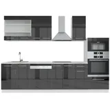 Vicco Küchenzeile Fame-Line 240 cm Mikrowellenschrank anthrazit hochglänzend/weiß matt