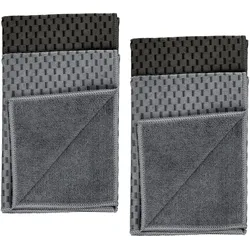 Geschirrtuch WENKO "Modell Miko", schwarz (schwarz, grau), B:40cm L:60cm, Polyester, Polyamid, Geschirrtücher, Mikrofaser, zum Abtrocknen & Polieren, saugstark & schnell trocknend