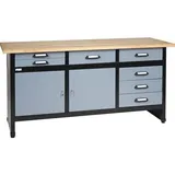 Werkbank Küpper Hammerschlag-Silber 1700 mm 7 Schubladen, 2 Türen