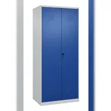 C+P Doppel-Spind Classic PLUS, 2 Abteile, HxBxT 185x80x50cm, Sicherheitsdrehriegel, Hellgrau/Enzianblau von PROREGAL
