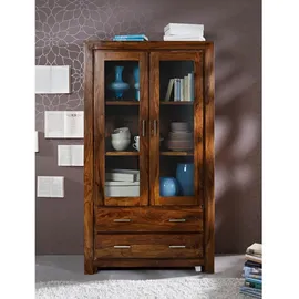 Massivmoebel24 Vitrine Sheesham 100 x 45 x 180 cm Braun