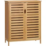 kleankin Badezimmerschrank, Natur Naturmaterialien, 68x86x32 cm, Badezimmer, Badezimmerschränke, Midischränke