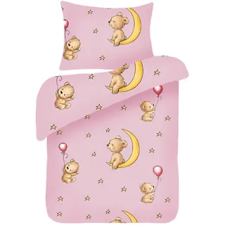 BestLivings Kinder Bettwäsche 100x135cm / 40x60cm) - Bärchen Rosa