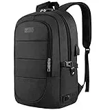 AMBOR Rucksack Herren, 17,3 Zoll Laptop Rucksack Schulrucksack mit USB-Ladeanschluss, Backpack Damen Anti-Diebstahl Rucksack Multifunktion Notebook Tasche Wasserdicht, Schwarz