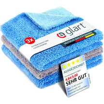 Glart Poliertuch Trockentuch - 3er Set - Premium Mikrofasertücher für Professionelle Auto-Lackpflege - 40x40cm zum Kratzfreien Trocknen & Polieren - Mikrofaser