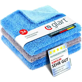 Glart Poliertuch Trockentuch - 3er Set - Premium Mikrofasertücher für Professionelle Auto-Lackpflege - 40x40cm zum Kratzfreien Trocknen & Polieren - Mikrofaser