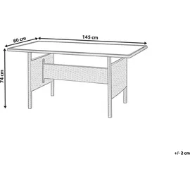 Beliani Gartentisch 145 x 80 x 74 cm Grau