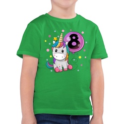 Shirtracer T-Shirt Einhorn 8 Geburtstag Mädchen Kindergeburtstag 8 Jahre (1-tlg) 8. Geburtstag grün 128 (7/8 Jahre)