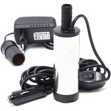 Wiltec Mini Pumpe 12-15 l/min 8500 U/min 12 V, 38 mm Auslass, Tauchpumpe für Wasser und Dieselöl, zum Ablassen von Flüssigkeit, Entwässerung, Umpumpen