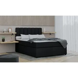 dein schlaf 24 Boxspringbett ROCK 160x200 Velour Schwarz H4 - Schwarz