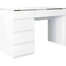 Lukmebel Schreibtisch AURORA SILVER mit Schubladen - Silber/Weiß