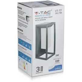 V-Tac Solarleuchte Aluminium 29,0 cm inkl. Bewegungsmelder schwarz
