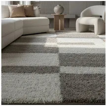 KADIMA DESIGN Teppich Hochflor Langflor Karo Kuschelig Waschbar Strapazierfähig Wohnzimmer Schlafzimmer Beige 120x170 cm – WATZMANN von Kadima Design
