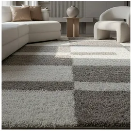 KADIMA DESIGN Teppich Hochflor Langflor Karo Kuschelig Waschbar Strapazierfähig Wohnzimmer Schlafzimmer Beige 120x170 cm – WATZMANN von Kadima Design