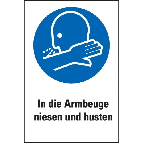 Schild I Gebots-Kombischild In Armbeuge niesen/husten, praxisbewährt, Kunststoff, 200x300mm