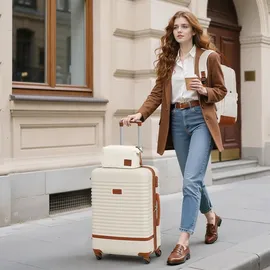 luxuskollektion Handgepäck Koffer-Set 3-tlg. blau/braun