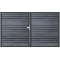 GROJA Solid Rhombus Doppeltor mit Anthrazitrahmen 3000 x 1800 mm teak_co_extrudiert DIN Links