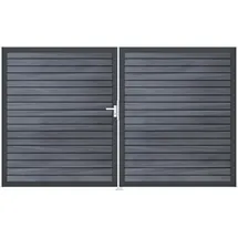 GROJA Solid Rhombus Doppeltor mit Anthrazitrahmen 3000 x 1800 mm teak_co_extrudiert DIN Links