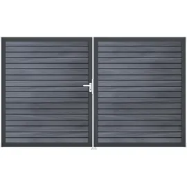 GROJA Solid Rhombus Doppeltor mit Anthrazitrahmen 3000 x 1800 mm teak_co_extrudiert DIN Links