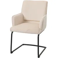 Mendler Freischwinger HWC-N60, Esszimmerstuhl Küchenstuhl Stuhl, Stoff/Textil creme-beige