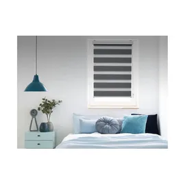 MYDECO Doppelrollo mit Blende 60 x 160 cm grau