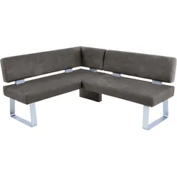 Eckbank K+W KOMFORT & WOHNEN "Santos II", grau (schwarzgrau), B:180cm H:87cm T:157cm, 100% Polyester, Sitzbänke, gepolstert, Eckbank, wahlweise langer Schenkel 180cm rechts oder links