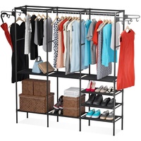 MONKLE - Kleiderstange,Kleiderständer, Kleiderständer stabil mit mehrschichtige Lagerung (schwarz)