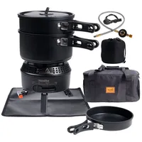 Skandika Campingkocher Hybrid Rask SET - 2 in 1 Betrieb mit Strom oder Gas - Piezozündung schwarz No Size