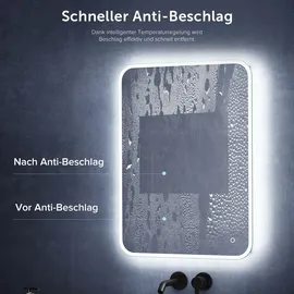 mai & mai Badspiegel mit LED Beleuchtung Wandspiegel rechteckig 80x60cm