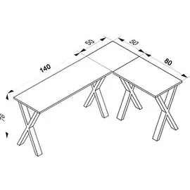VCM my office Lona Schreibtisch anthrazit rechteckig, X-Fuß-Gestell silber 190,0 x 50,0 cm