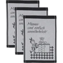 Ross Geschirrtuch ROSS "Männer sind einfach unentbehrlich", schwarz (schwarz, grau), B:50cm L:70cm, 100% Baumwolle, Geschirrtücher, Geschirrtuch, Sprüchetuch, aus 100% Baumwolle