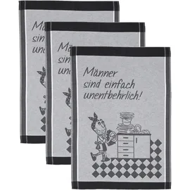 Ross Geschirrtuch ROSS "Männer sind einfach unentbehrlich", schwarz (schwarz, grau), B:50cm L:70cm, 100% Baumwolle, Geschirrtücher, Geschirrtuch, Sprüchetuch, aus 100% Baumwolle