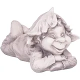 deluke Gartenfigur NOAH Troll Kunststoff Weiß 25x23x43cm Gartendeko Outdoor Figur